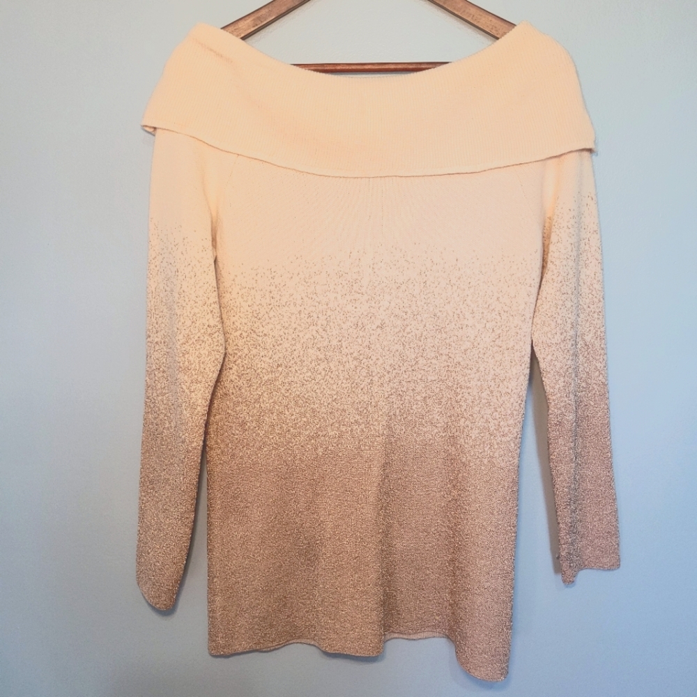 Soho NY & Co Cowl Neck/Off The Shoulder Sparkly Pink Ombre Womens Size M